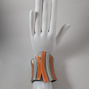 Orange and Silver Cuff Bracelet